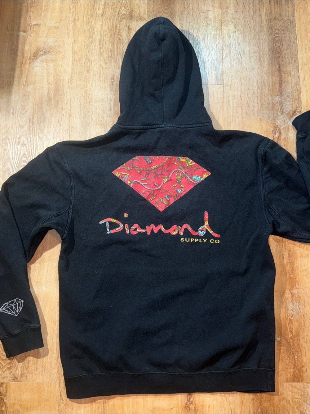 Diamond Supply Co Hoodie Mens L Black Pullover Graphic Diamond Logo Skate Grunge